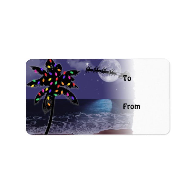 Ocean Moonlight Christman Holiday Gift Tags (Front)