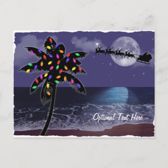 Ocean Moonlight Christmas Holiday Postcard (Front)