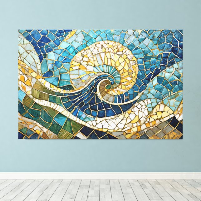 ocean mosaic 004 canvas print (Insitu(Wood Floor))