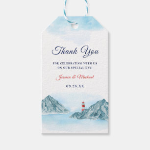 Ocean Mountain Lighthouse Wedding Thank You Gift Tags