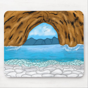 Ocean Mountains Canyon Birds Clouds Art Mouse Mat
