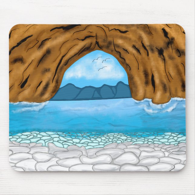 Ocean Mountains Canyon Birds Clouds Art Mouse Mat (Front)