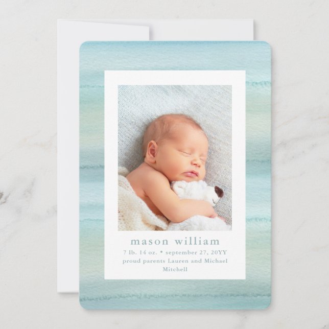 Ocean | Multi Photo Baby Photo Birth Announcement (Front)