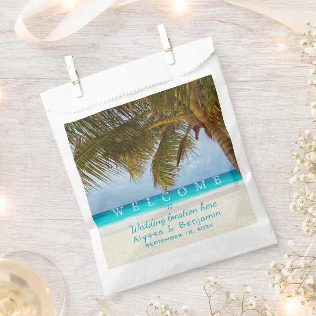 Ocean n Palm Trees Destination Wedding Welcome  Favour Bags (Clipped)