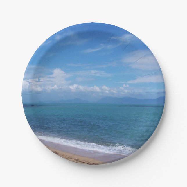 ocean, nature, water, sky, travel, beach, paper plate (Front)