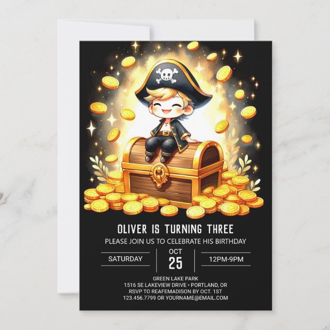 Ocean Nautical Pirate Birthday Invitation (Front)