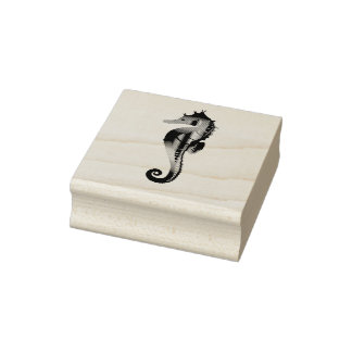Ocean nautical seahorse image design rubber stamp