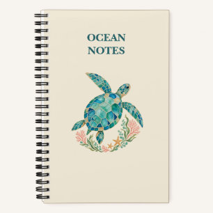 Ocean Notes Sea Glass Mosaic Turtle Notebook