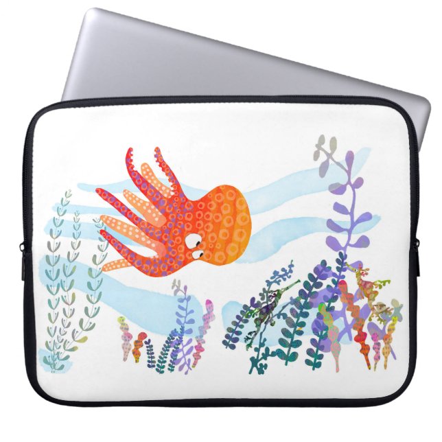 Ocean Octopus and Underwater Friends Laptop Sleeve (Front)