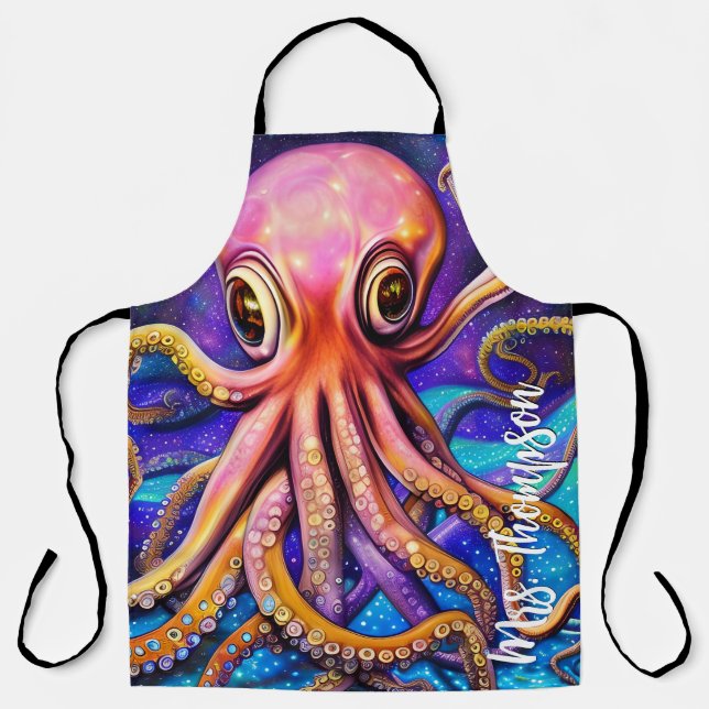 Ocean Octopus with Custom Name Apron (Front)