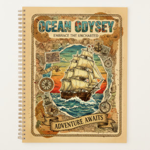 Ocean Odyssey Vintage Nautical Adventure Art Planner