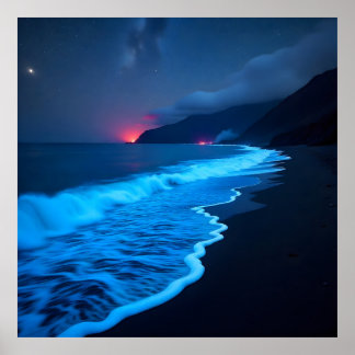 "Ocean of Light: Bioluminescent Dreams" Poster