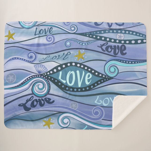 Ocean of Love Contemporary Art Sherpa Blanket (Front (Horizontal))