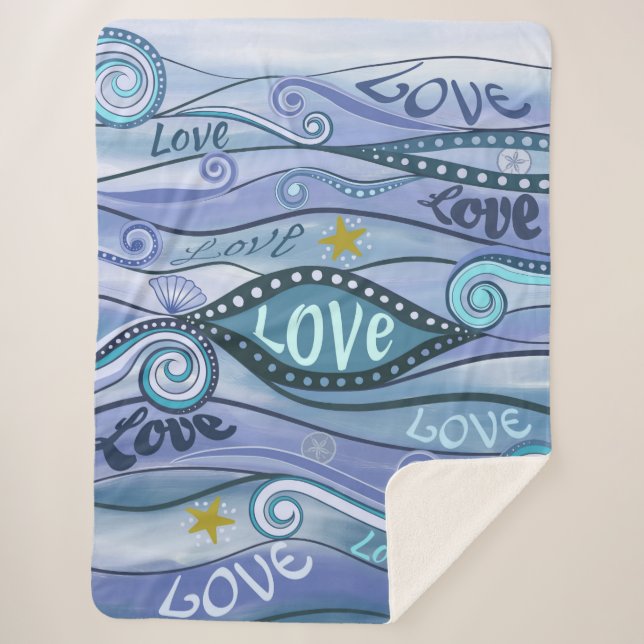 Ocean of Love Contemporary Art Sherpa Blanket (Front)