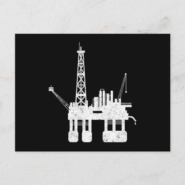Ocean Oilfield Driller Drilling Rig Invitation Postcard (Front)