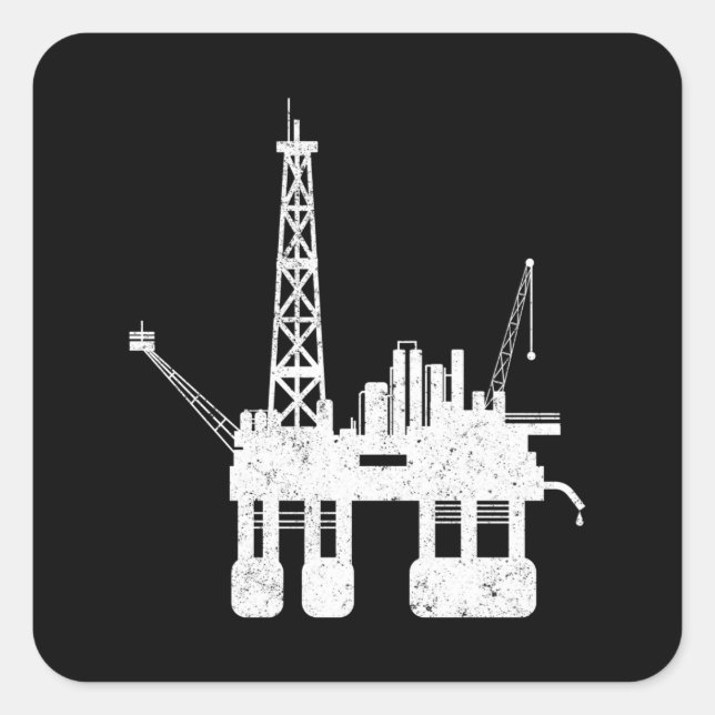 Ocean Oilfield Driller Drilling Rig Square Sticker (Front)