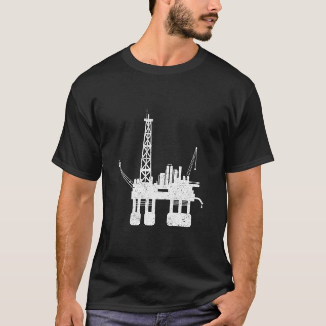 Ocean Oilfield Driller Drilling Rig T-Shirt (Front)