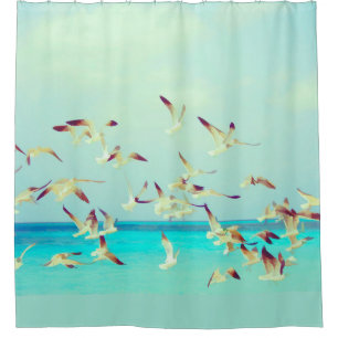 Ocean or Sea Bird Seagull Gull in Flight Shower Curtain
