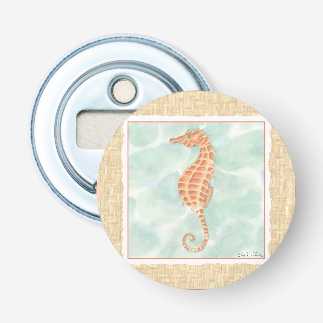 Ocean Orange Seahorse Bottle Opener (Front)