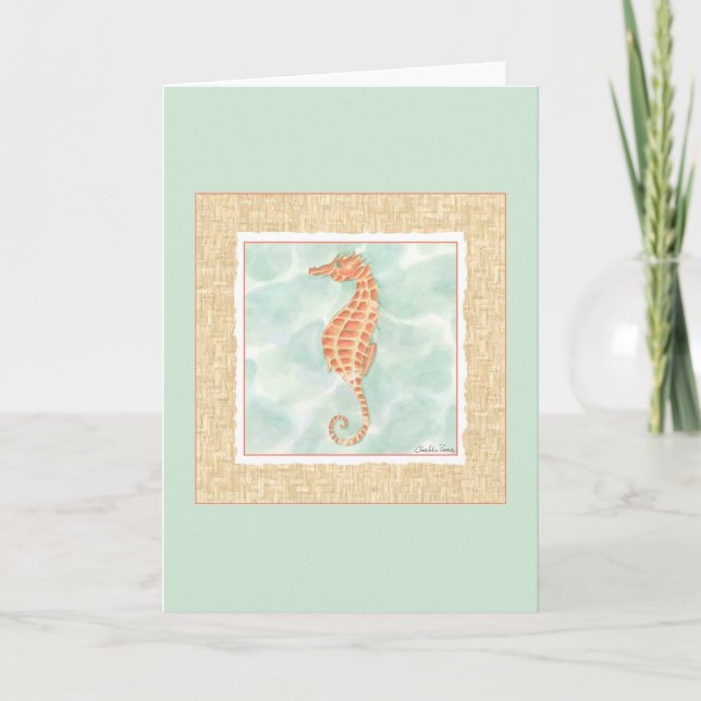 Ocean Orange Seahorse Card (Front)
