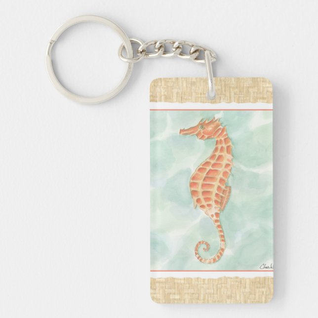Ocean Orange Seahorse Key Ring (Front)