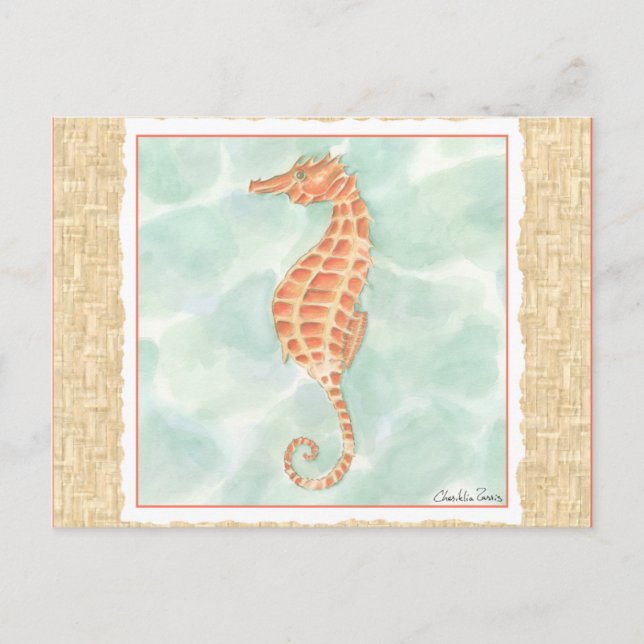 Ocean Orange Seahorse Postcard (Front)