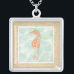 Ocean Orange Seahorse Silver Plated Necklace<br><div class="desc">Have you ever seen a seahorse up close? Well now you get this great piece of art by Chariklia Zarris to add to your love of sea horse collection. Zarris creates some of the best sea life art pieces that will relax and calm your day. Get it on your Zazzle...</div>
