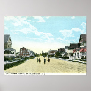 Ocean Park Ave, Bradley Beach, NJ Vintage Poster