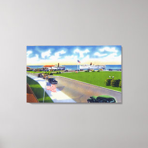 Ocean Park View of Boats Arriving at Harbour Canvas Print