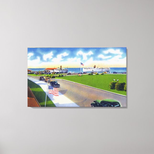 Ocean Park View of Boats Arriving at Harbour Canvas Print (Front)