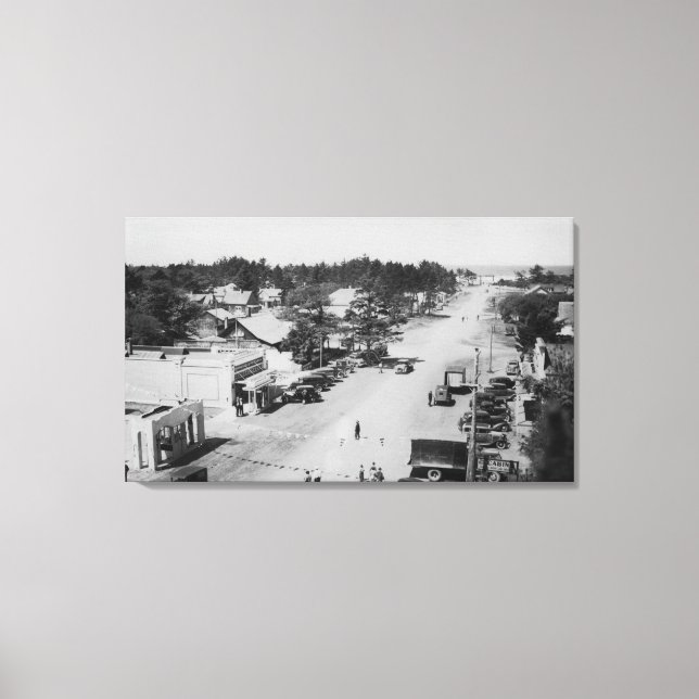 Ocean Park, WA - View of Beach, Old Cars Canvas Print (Front)