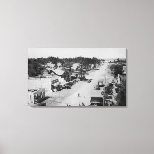 Ocean Park, WA - View of Beach, Old Cars Canvas Print