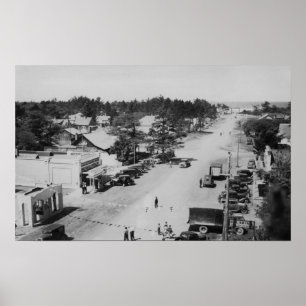 Ocean Park, WA - View of Beach, Old Cars Poster