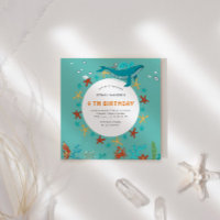 Ocean Party Blue And White Birthday Invitation