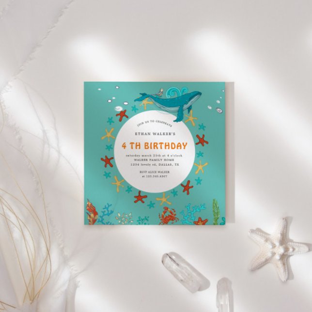 Ocean Party Blue And White Birthday Invitation (Creator Uploaded)