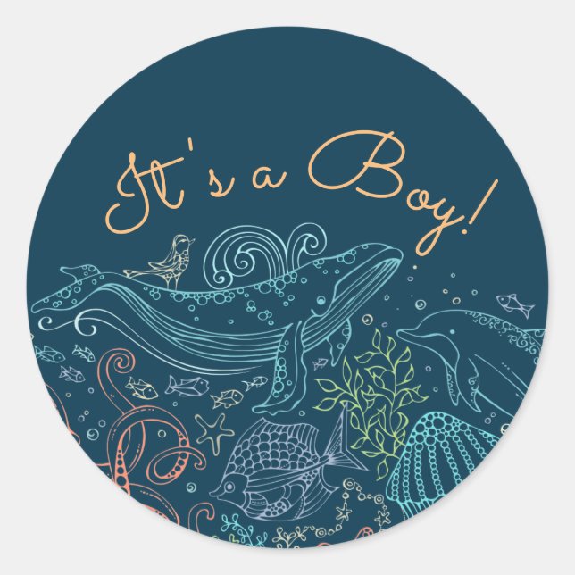 Ocean Party | It's a Boy Sticker (Front)