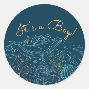 Ocean Party It's a Boy Sticker