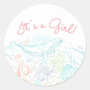 Ocean Party   It's a Girl Sticker