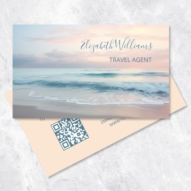 Ocean Pastel Colours  | QR Code Business Card (Creator Uploaded)