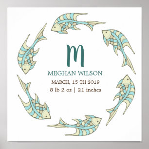 Ocean Pastel   Personalized Baby Birth Poster