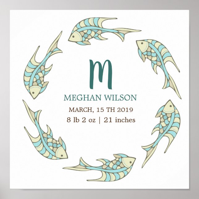 Ocean Pastel | Personalized Baby Birth Poster (Front)