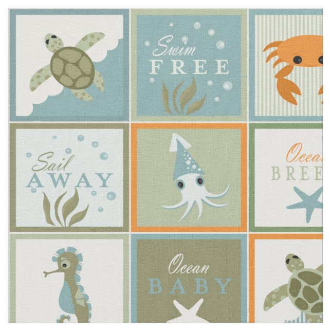 Ocean Patchwork Fabric (Close Up)