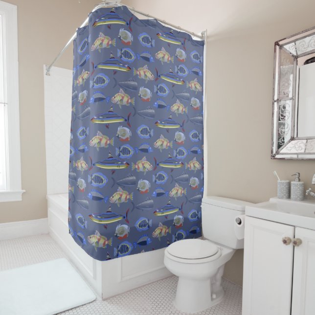 Ocean Pattern Shower Curtain (In Situ)