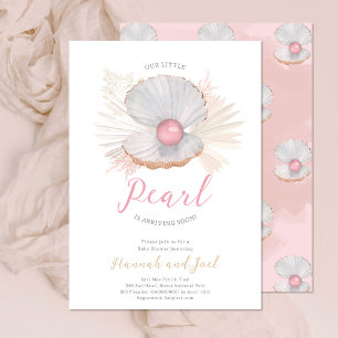Ocean Pearl Sea Shell Pink Girl Baby Shower Invitation
