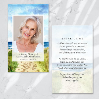 Ocean Photo Funeral Memorial Prayer Card