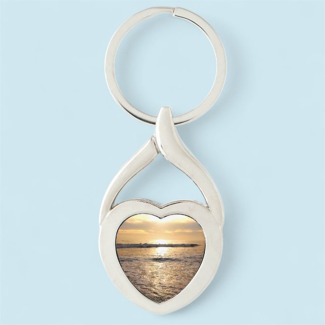 Ocean Photo Heart Shape Keychain Customisable (MISOOK Heart Photo Keychain with Ocean)