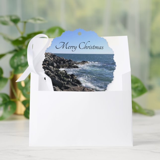 Ocean Photo Thank You Customer Merry Christmas Tree Decoration Card (Envelope)