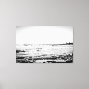 Ocean Pier Black & White, Extra Large Canvas Print