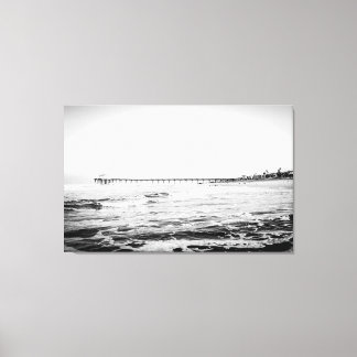 Ocean Pier Black & White, Extra Large Canvas Print