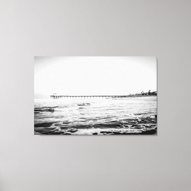 Ocean Pier Black & White, Extra Large Canvas Print (Front)